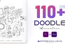 AE/PR脚本模板-110个可爱卡通手绘涂鸦图形动画预设 Animated Doodles Pack-老康的学习空间