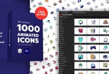 PR脚本-1000个创意时尚社交媒体生活网络商品建筑体育交通天气食品MG图标动画 PremiumBuilder Animated Icons-老康的学习空间